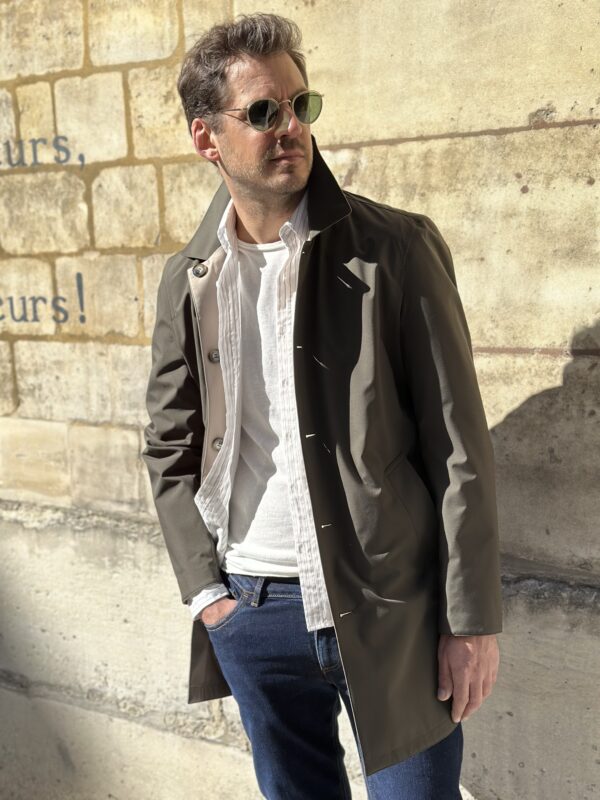 Impermeable Double face col Kaki/Beige